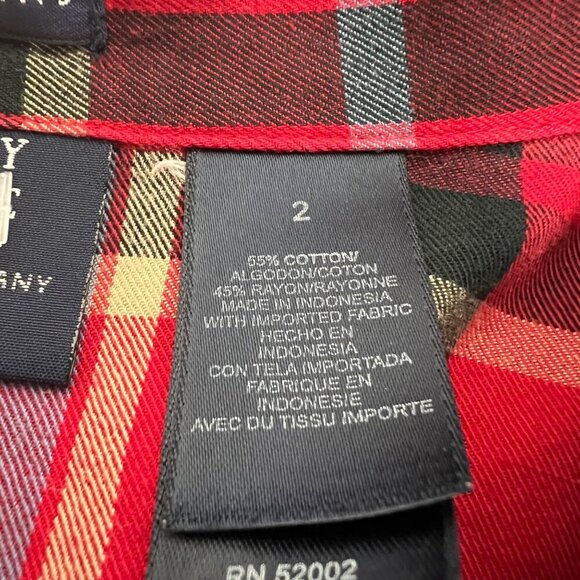 Crazy Horse Women’s Plaid Button Up Top Long Sleeve Red/Multi Size 2 - Picture 8 of 8